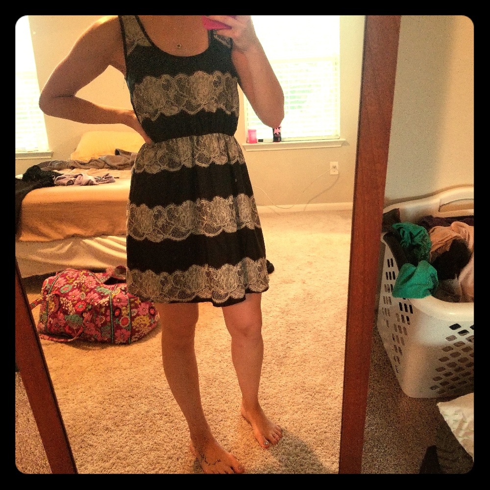 Boutique black and cream patterned dress